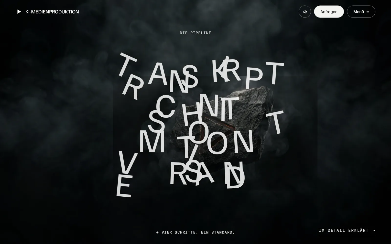 Pipeline-Sequenz mit explodierenden Buchstaben