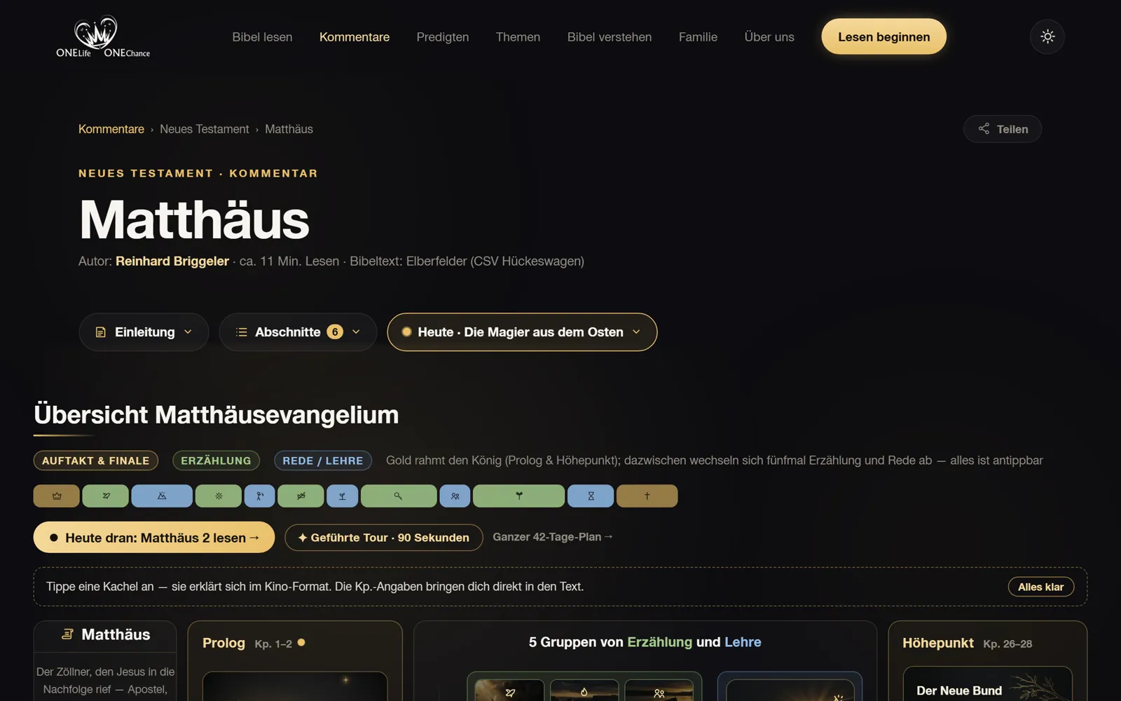Matthäus-Übersicht mit Struktur-Kacheln und geführter Tour